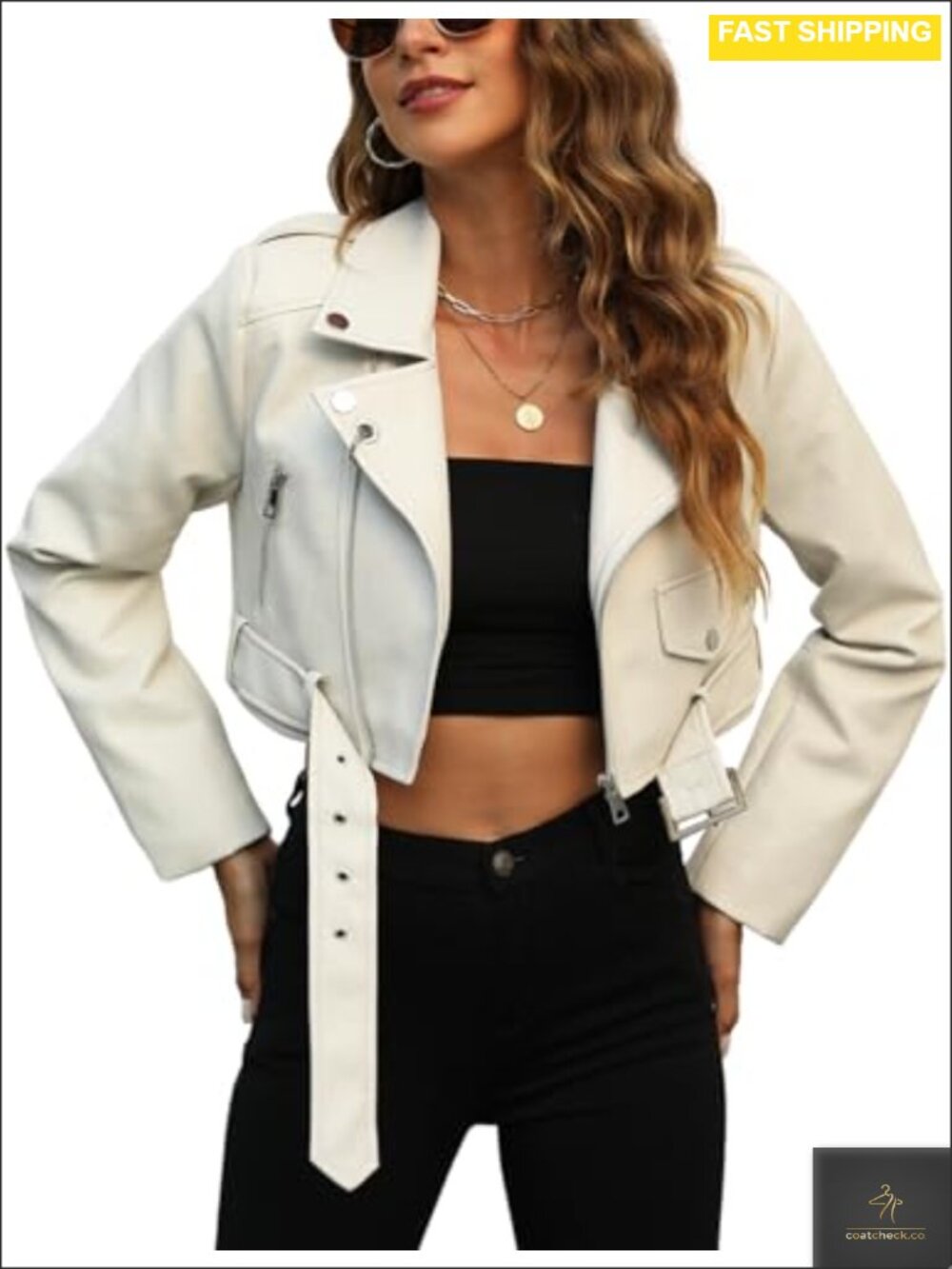 Cropped Faux Leather Jacket Moto Bomber PU Coat